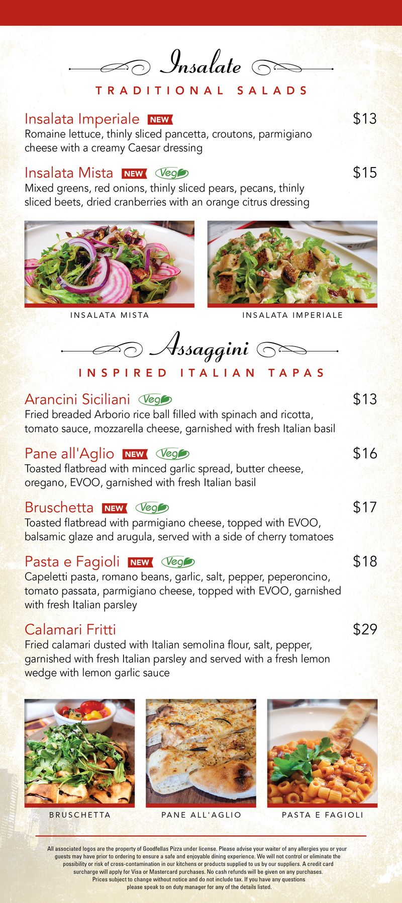 Goodfellas Wood Oven Pizza | Menu